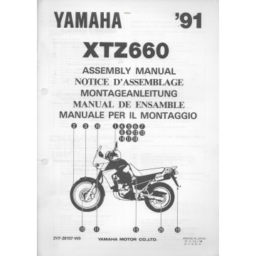 YAMAHA XTZ 660 1991 (assemblage 02 / 91) type 3YF