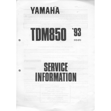 Manuel d'atelier Yamaha TDM 850 type 3VD de 1991 