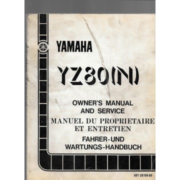 Manuel atelier YAMAHA YZ 80 N 1985