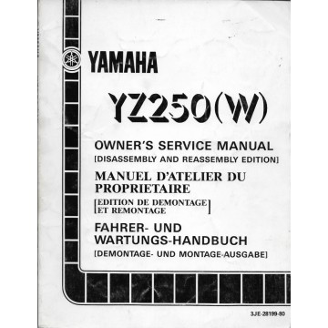 YAMAHA YZ 250 (W) type 3JE  (manuel atelier 07 / 1988) 