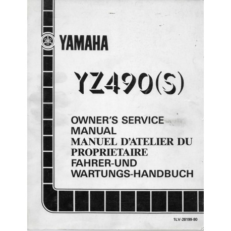 Manuel atelier YAMAHA YZ 490 (S) 1986  type 1LV
