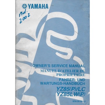 YAMAHA YZ 85 (P) / LC - LW (P) type 5PA modèle 2002