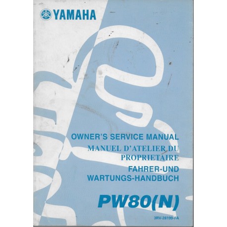 Manuel atelier YAMAHA PW 80 (N) Type 3RV de 2001