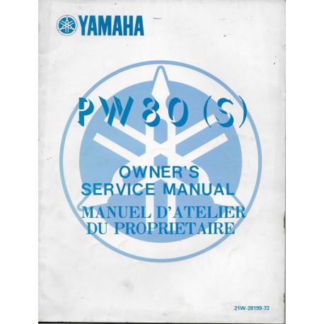 Manuel atelier YAMAHA PW 80 (S) Type 21W de 1986