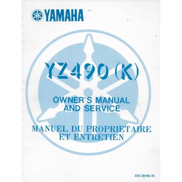 Manuel atelier YAMAHA YZ 490 (K) de 1983  type 23X