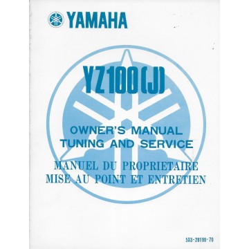 Manuel atelier YAMAHA YZ 100 (J) de 1982 (type 5X3)