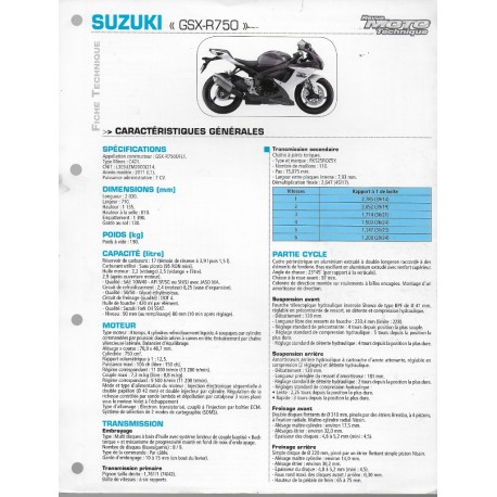 SUZUKI GSX-R 750  L1de 2011  (Fiche RMT)