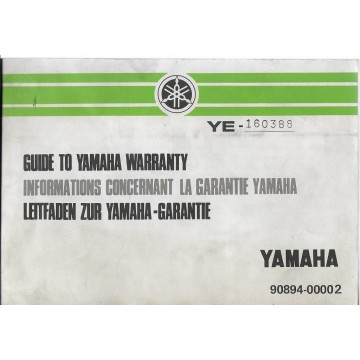 YAMAHA Carnet de garantie 1975 neuf. (02 / 1975)
