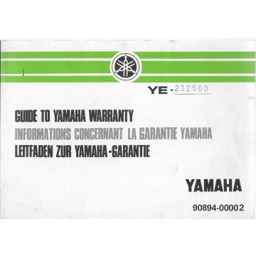 YAMAHA Carnet de garantie 1975 neuf. (02 / 1975)