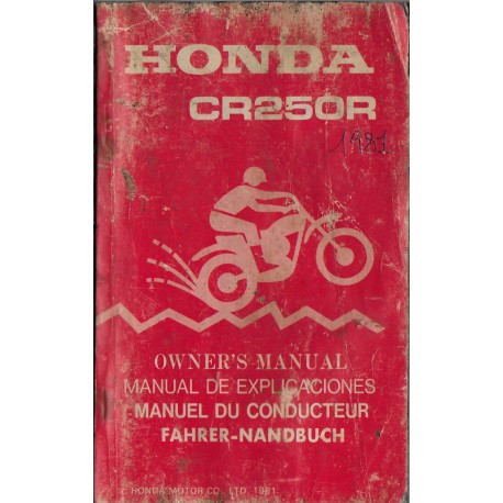 HONDA CR 250 R de 1982 (manuel utilisateur 10 / 1981) 