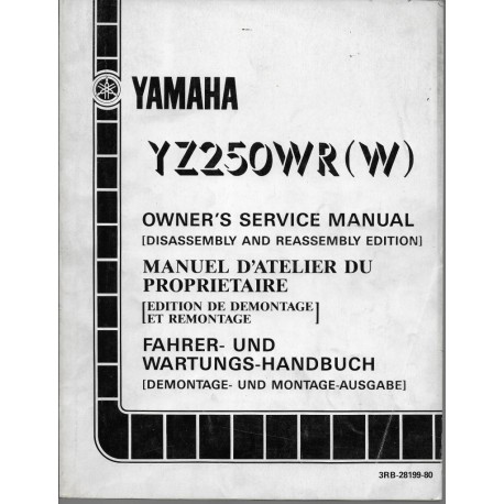 YAMAHA YZ 250 WR (W) type 3RB (manuel atelier 10 / 1988) 