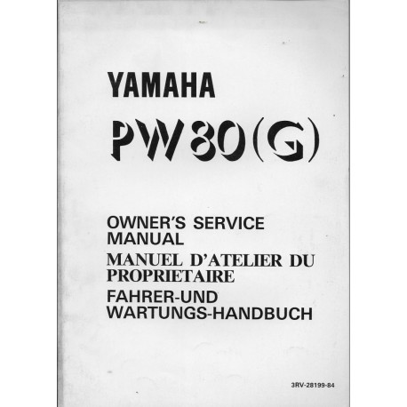 Manuel atelier YAMAHA PW 80 (G) Type 3RV 1995