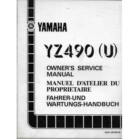 Manuel atelier YAMAHA YZ 490 (U) 1988  type 2WH