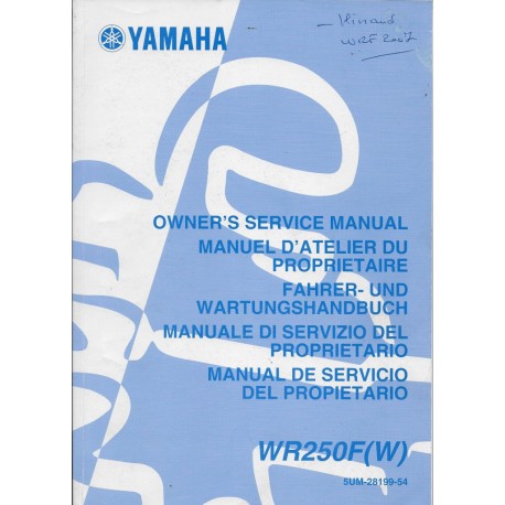 YAMAHA WR 250 F (W) de 2007 type 5UM