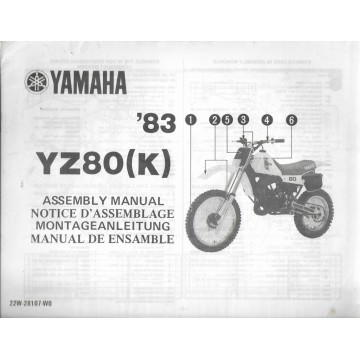 YAMAHA YZ 80 (K) 1983 (assemblage 09 / 1982) type 22W