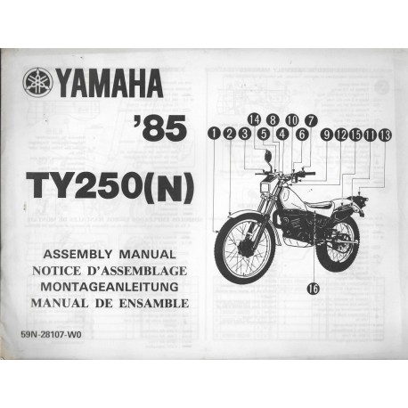 YAMAHA TY 250 (N) 1985 (assemblage 10 / 1984) type 59N
