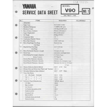 YAMAHA V 90 (fiche technique 01 / 03  /1973)