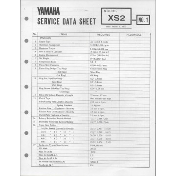 YAMAHA 650cc XS2 (fiche technique 01 / 03  /1973)