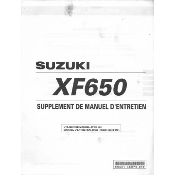 Manuel atelier additif SUZUKI XF 650  Y de 2000  (10 / 1999)  