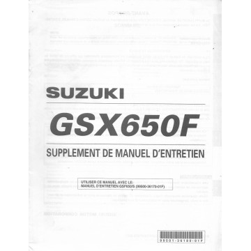 Manuel atelier SUZUKI GSX 650 FK8 de 2008 (09 / 2007)