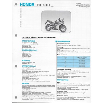 HONDA CBR 650 FA de 2014 (Fiche RMT)