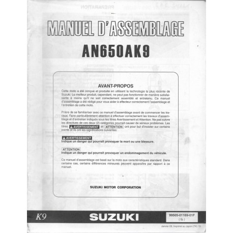 SUZUKI AN 650 AK9 de 2009 (manuel assemblage 01 / 2009)