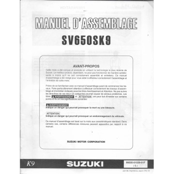 SUZUKI SV 650 SK9 de 2009 (manuel assemblage 06 / 2008)