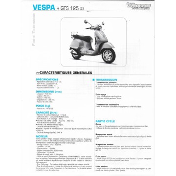 VESPA GTS 125 (2008-2010) fiche technique RMT