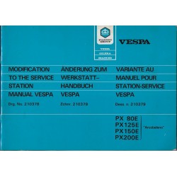 VESPA PX 80E / 125E / 150E / 200E (manuel atelier juin 1985)