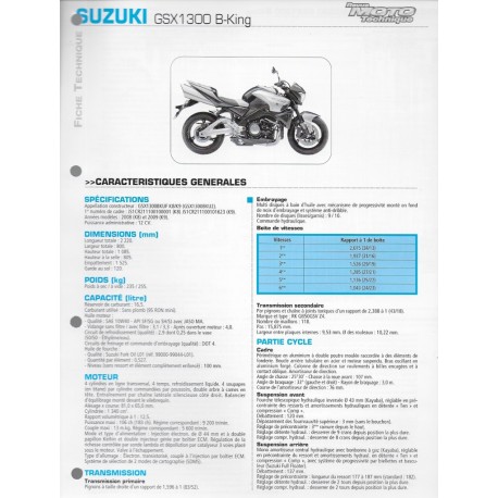 SUZUKI GSX 1300 B-KING De 2008 Et 2009 (Fiche RMT)