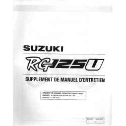 Additif manuel atelier SUZUKI RG 125 U de 1992   (02 / 1992) 