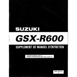 Manuel atelier SUZUKI GSX-R 600 W  (additif 02 / 98) 